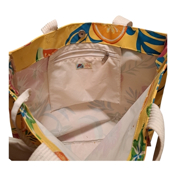Summer Living Yellow Floral Tropical Beach Tote Bag - Picture 4 of 12